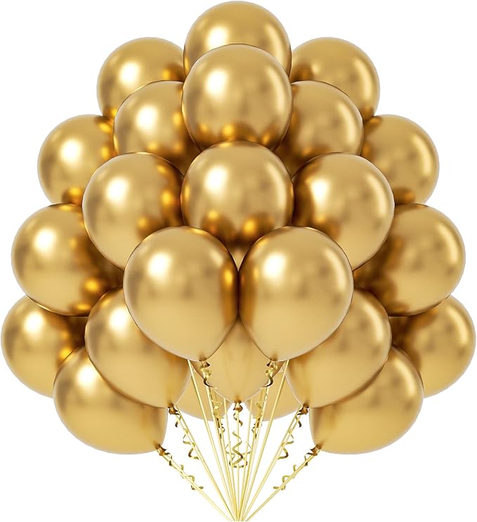 50 Pack Metallic Gold Balloons 12 Inch by FOTIOMRG