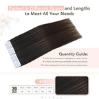 Sindra Invisi Edge Tape in Hair Extensions Human Hair, 20 Inch 55g 20pcs Natural Black to Medium Brown Invisible Extensions Natural Straight Seamless Injected Tape Ins