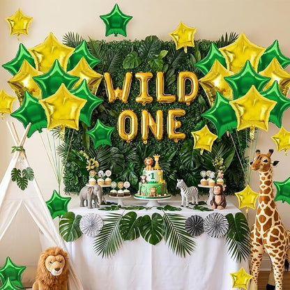 TONIFUL 15 Pack Green and Gold Star Foil Balloons | 18 Inch Mylar Star Balloons - Image 3