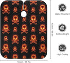 Men Fire Flaming Skulls Crossbones Salon Gown Cape, Full Coverage Haircut Hairdressing Cloth Apron for Hairstylists, Barber Aceessories