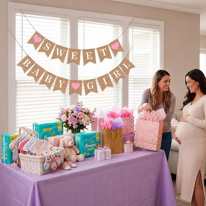 Sweet Baby Girl Banner, Paper Baby Shower Banner - Image 4
