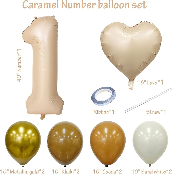 40 In Caramel Number Balloons Helium Foil Mylar latex Balloon Digital 1 | - Image 2