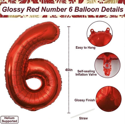 Red Number 16 Balloon 40 Inch, Foil Numeral - Image 4