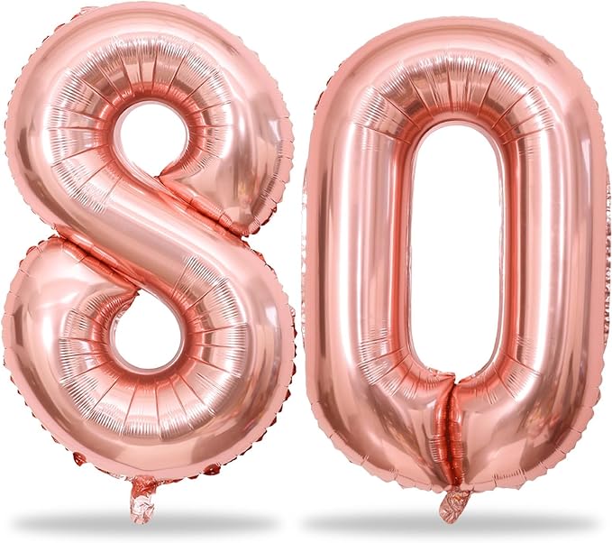 80th Birthday Balloons Rose Gold by Lingqiang