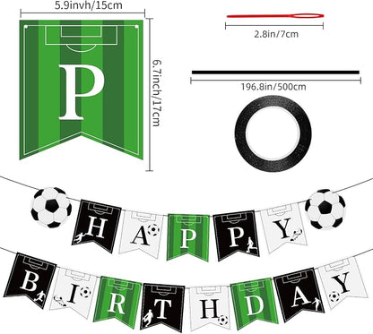 Soccer Happy Birthday Banner Bunting Garlands Sign Soccer Birthday Party - Image 2