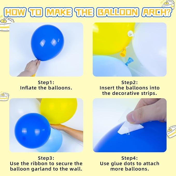 137pcs Blue and Yellow Balloon Arch Kit - Image 3