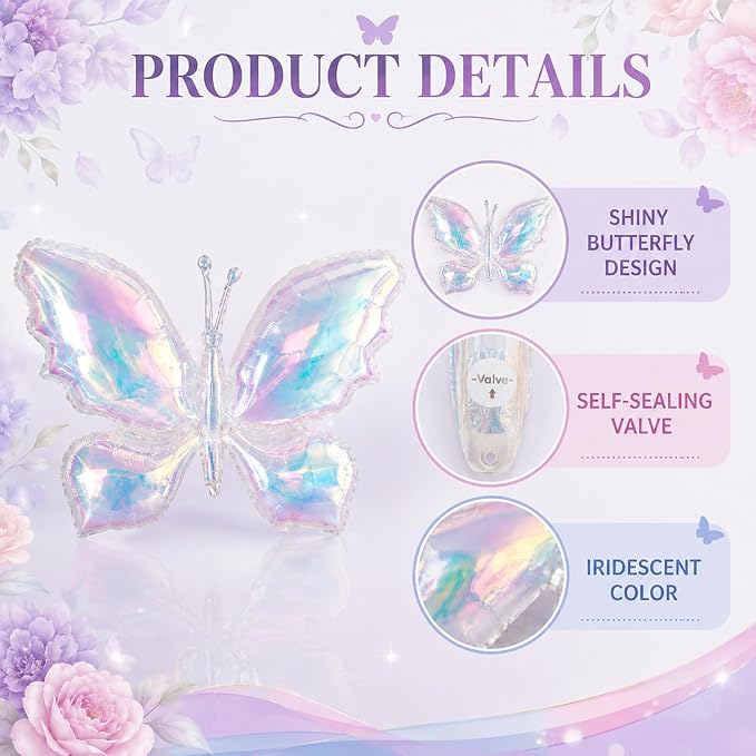 Iridescent Butterfly Balloons, Woodland and Forest Decorations - Image 3