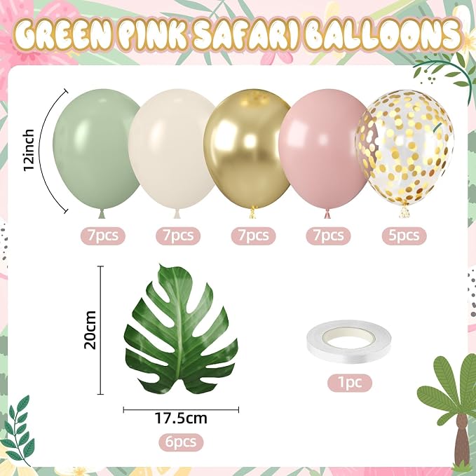 Biapian Sage Green Pink Balloons, 12 Inch Pink and Green Balloons - Image 2