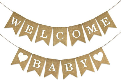 Anwyll Burlap Welcome Baby Banner by Anwyll