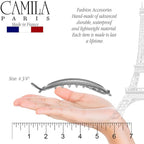 Camila Paris CP3115 French Hair Barrette Clip, Flexible Ponytail Holder No Metal Parts, Strong Hold Grip Hair Clips for Women, No Slip and Durable Styling Girls Hair Accessories, Made in France