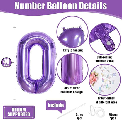 40 Inch Purple Number 0 Balloon - Image 2