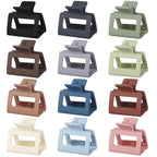 2 Inch Medium Hair Claw Clips 12 Pcs Square Hair Clips for Thin Hair Matte Nonslip Acrylic Banana Jaw Clips Bulk Hair Accessories for women and Girls - Multicolor