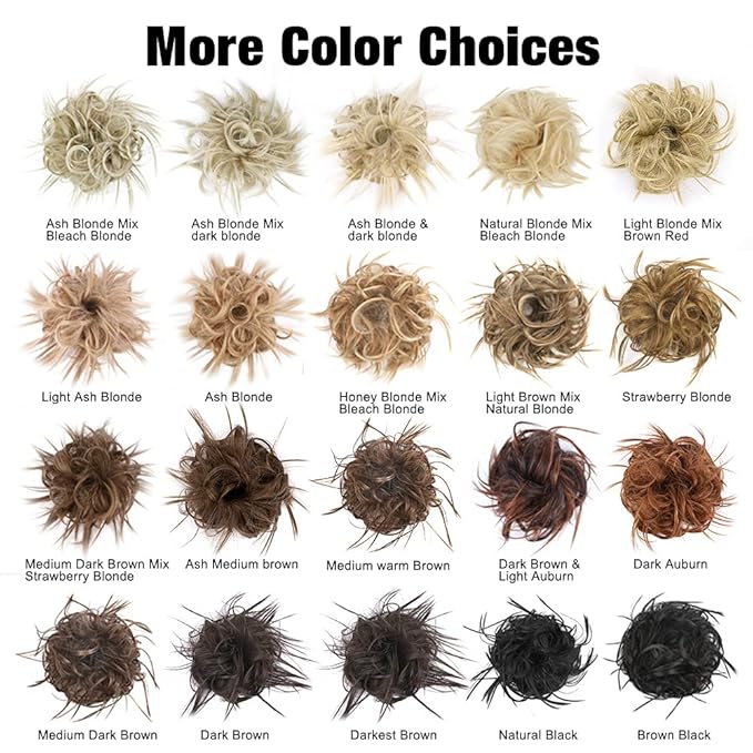 HMD Tousled Updo Messy Bun Hairpiece Hair Extension Ponytail with Elastic Rubber Band Updo Ponytail Hairpiece Synthetic Hair Extensions Scrunchies Ponytail Hairpieces for Women