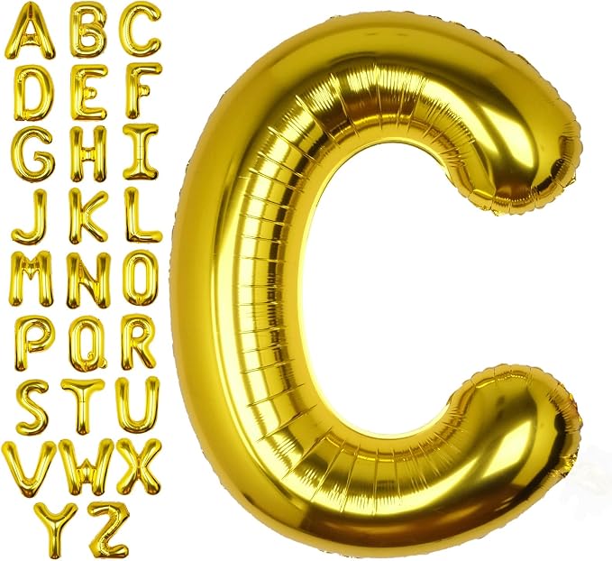 40 Inch Gold Letter C Balloon Big Foil Helium Letter Balloons A-Z | Giant Large by SULALABOO