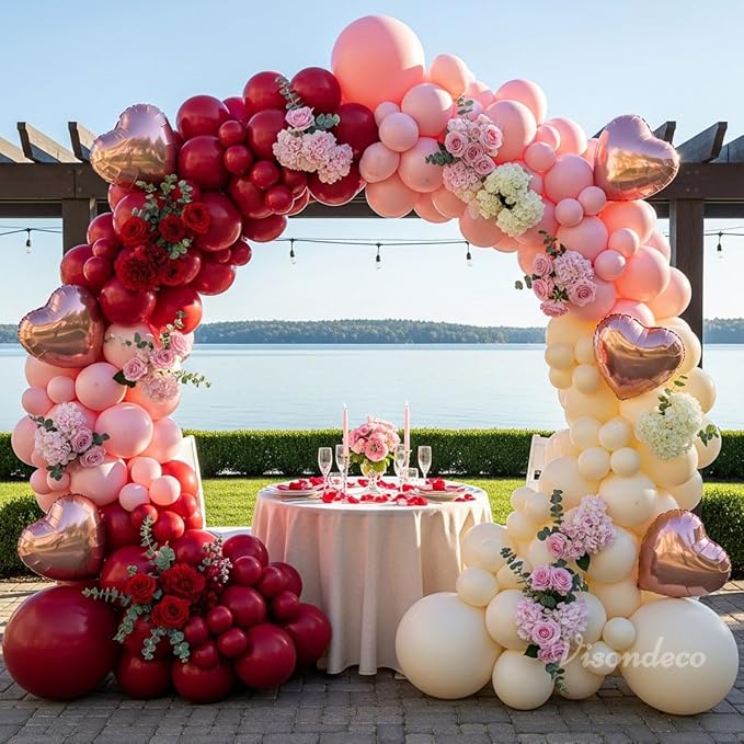 Burgundy Pink Balloon Arch Kit Birthday Decorations, 131 Balloons | 6 Rose Gold - Image 6
