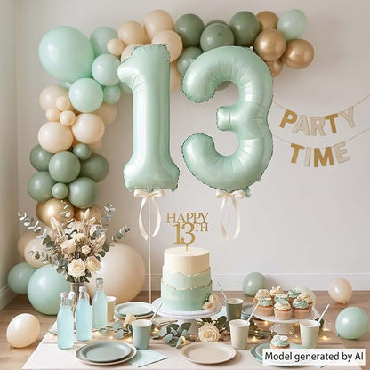 Olive Green Number 13 Balloon 40 Inch, Boho Hanging Sign - Image 3