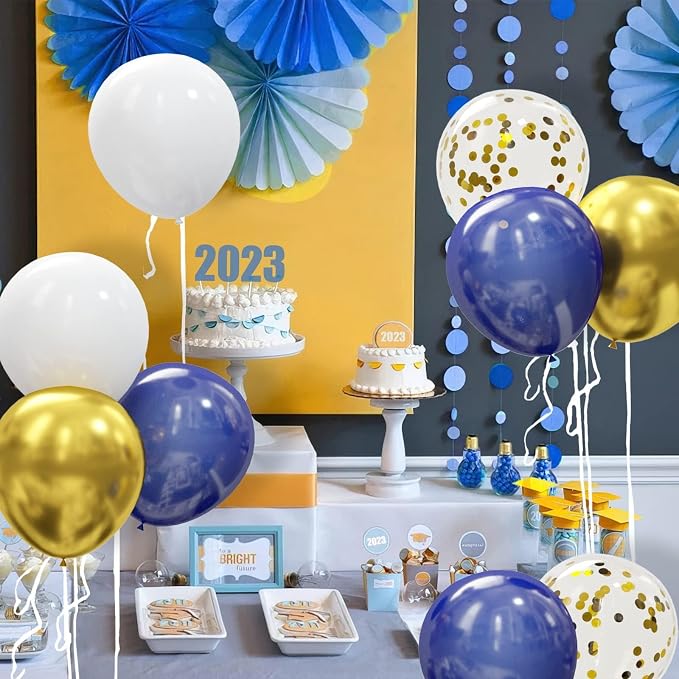 62pcs Gold Navy Blue Balloons Kit - Image 6