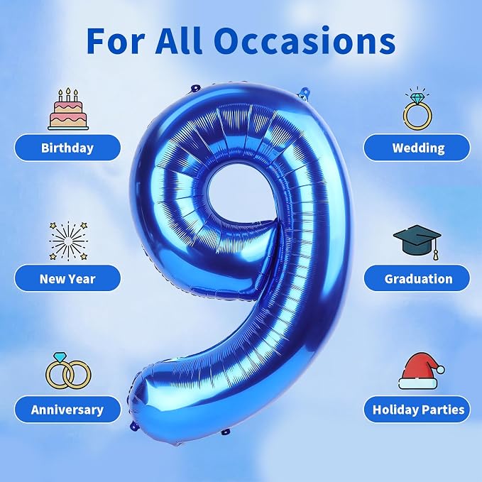 Number Balloons Navy Blue Balloons - Image 5