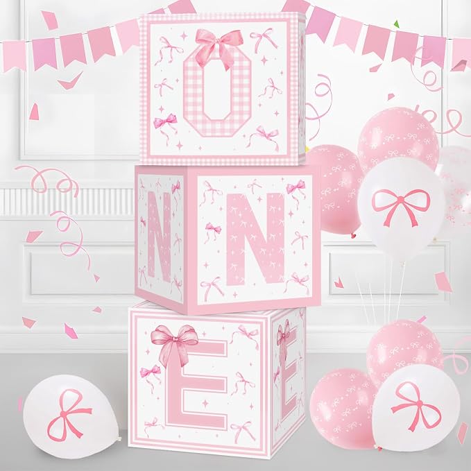 Foxrush Pink Bow First Birthday Decorations by Foxrush