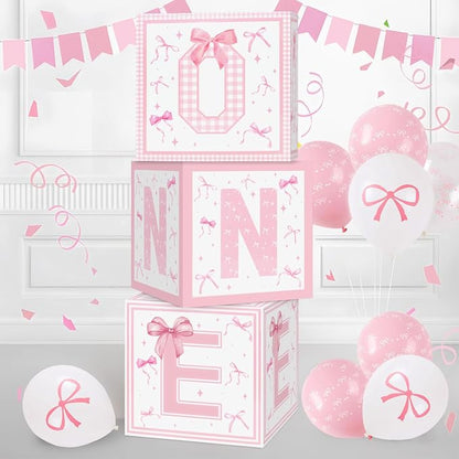 Foxrush Pink Bow First Birthday Decorations by Foxrush