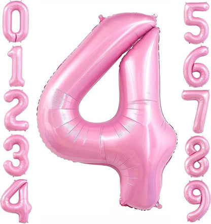 Pastel Pink 4 Balloon, Light Pink 4 Balloons Number, 40 Inch Helium Foil Mylar by BBPOOL