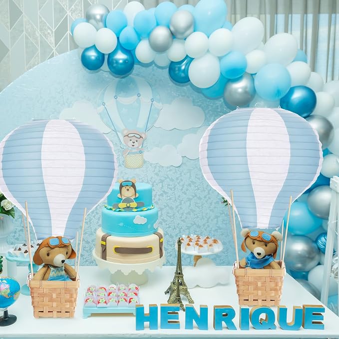 Meooeck 4 Sets Hot Air Balloon Tables Centerpieces, 11.8'' Paper Lantern Party - Image 4
