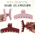 4Pcs Cloud Claw Clips for Women, 4.3 Inch Non-Slip Strong Hold Hair Claws, Unbreakable & Durable TPEE-Silicone Blend, Large Bendable Cozy Hair Clip for Thin/Thick/Curly Hair, All-Day Comfort