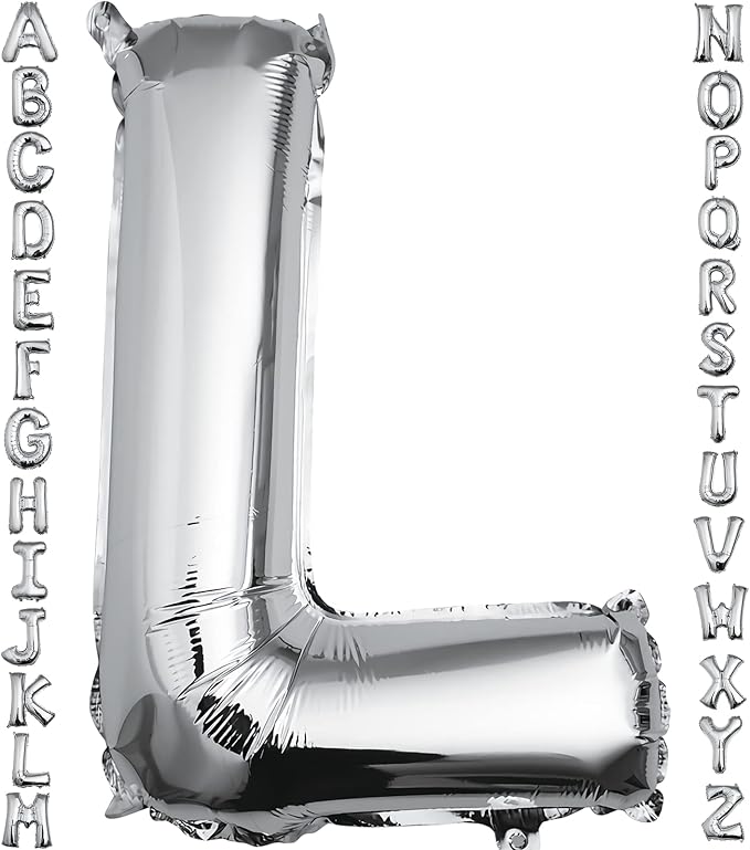 40 inch Silver Letter L Balloon, Big Size Alphabet Foil Mylar Helium Balloons by VHUWE
