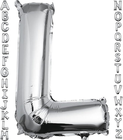 40 inch Silver Letter L Balloon, Big Size Alphabet Foil Mylar Helium Balloons by VHUWE
