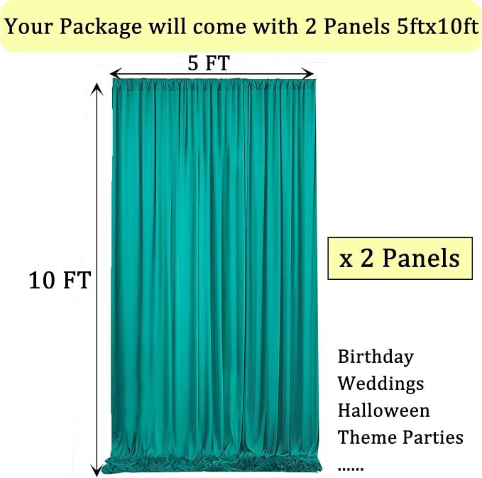 10ft x 10ft Wrinkle Free Turquoise Backdrop Curtains - Image 6