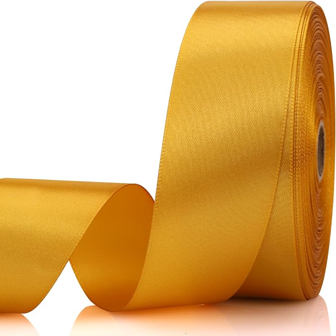 1-1/2 Inch 60 Yards Gold Solid Satin Ribbon by Unknown