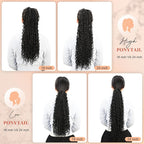 Drawstring Ponytail for Women 24 inch Boho Braids with Long Wavy Hair Clip in Ponytail Extension Synthetic Hair Extensions Ponytail for Daily Use (T1B/Grey#, 24 Inch)