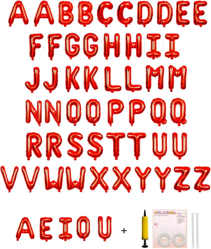 58 PCS Letter Balloons Alphabet Letters 2 Sets A- Z & 1 Sets AEIOU 16 by buynow