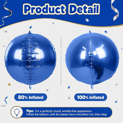 12Pcs Silver Blue Round Foil Balloons, Metallic Silver and Blue Large Balloons - Image 8