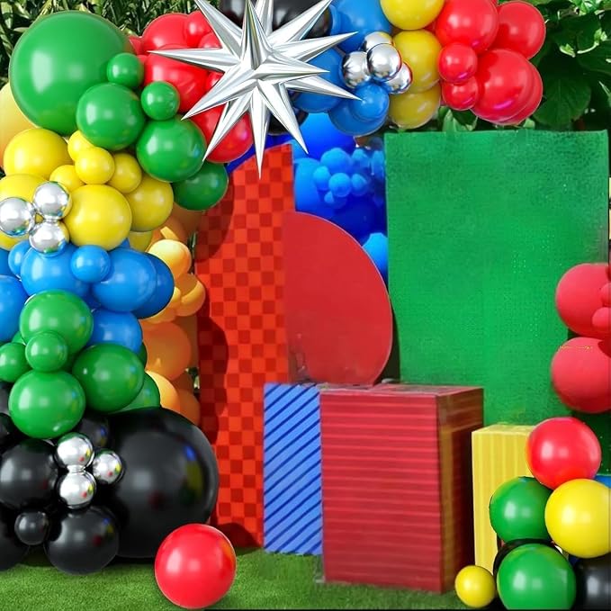 Black Red Yellow Green Balloon Garland Arch Kit, Colorful - Image 3