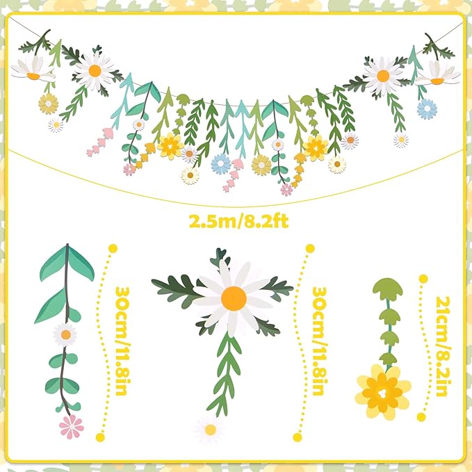 Flower Leaves Banner Flower Garland Paper Wildflower Party Decorations | Paper - Image 2