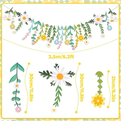 Flower Leaves Banner Flower Garland Paper Wildflower Party Decorations | Paper - Image 2