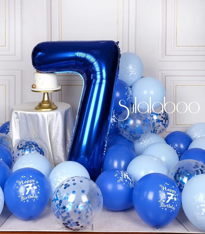 40 Inch Navy Blue Big Number 7 Balloon 0-9 Large Helium | Royal Blue7th Foil - Image 5