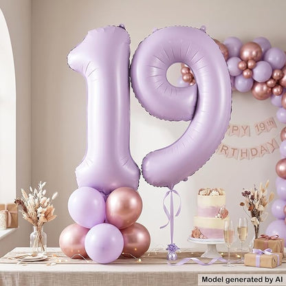 40 Inch Lavender Foil Number 19 Balloon - Image 3