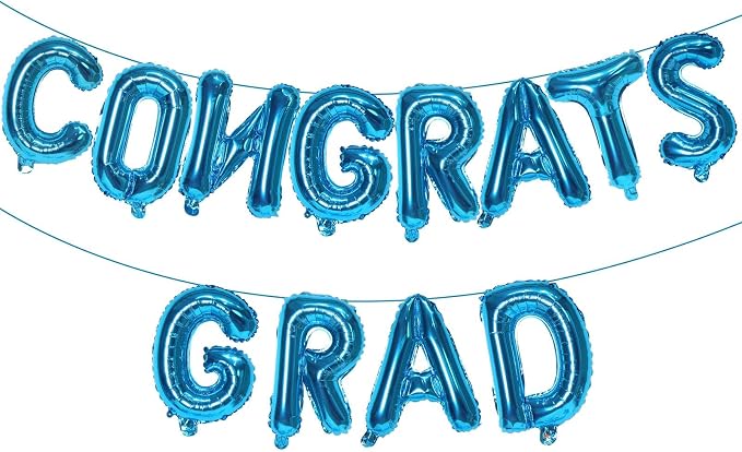 16 Inch Dark Blue Congrats Grad Banner Balloons, Dark Blue Congrats Grad by KALOR
