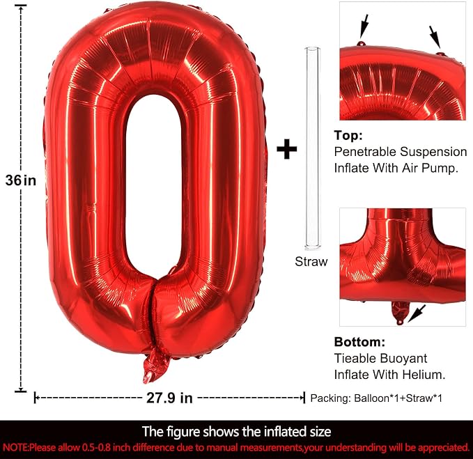 Lovoir 40 Inch Large Red Letter O Balloons Big Size Jumbo Mylar Foil Helium - Image 2