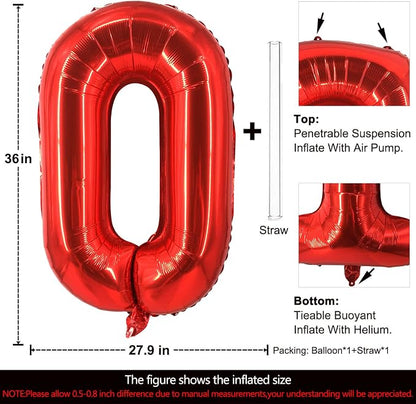 Lovoir 40 Inch Large Red Letter O Balloons Big Size Jumbo Mylar Foil Helium - Image 2