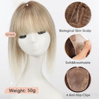 starluck Hair Toppers for Women Real Human Hair 5"*5.5"Large Coverage Gray Brown & Platinum Blonde with Bangs 100% Real Human Hairtoppers for Women with Thinning Hair Cover Gray Roots
