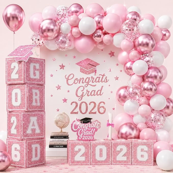 Pink Graduation Decorations 2026 by Froova