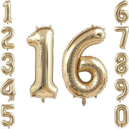 White Gold Number 16 Balloon 40 Inch, Sweet Sixteen Foil Decoration | Elegant by Unknown
