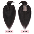 SEGO 100% Real Human Hair Toppers, with Air Bangs, Silk Base 150% Density, Clip in Topper, 2.7”x5.1”, HairPieces for Women, with Thinning/Hair Loss Cover Gray