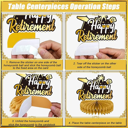 Happy Retirement Party Decorations Men Women, Happy Banner, Hanging Swirls - Image 5