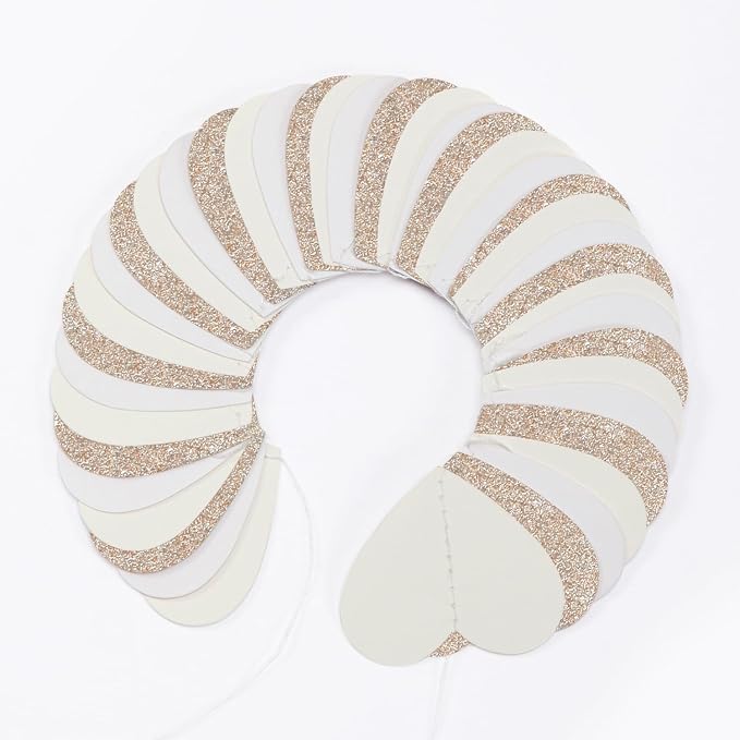 Champagne-Gold Milky-White Birthday Party-Decorations Heart-Garland - 52ft - Image 3