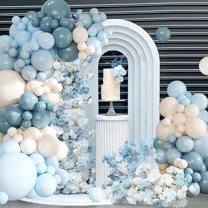 Dusty Blue Balloon Arch Kit for Baby Shower Birthday Party Decorations | 124Pcs - Image 2