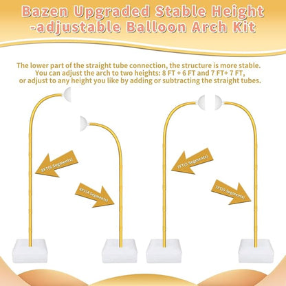 Bazen Half Arch Backdrop Stand for Party Adjustable Height Gold 8.2FT& 6FT | - Image 4